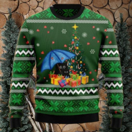 Rain With Love Black Cat Ugly Christmas Sweaters