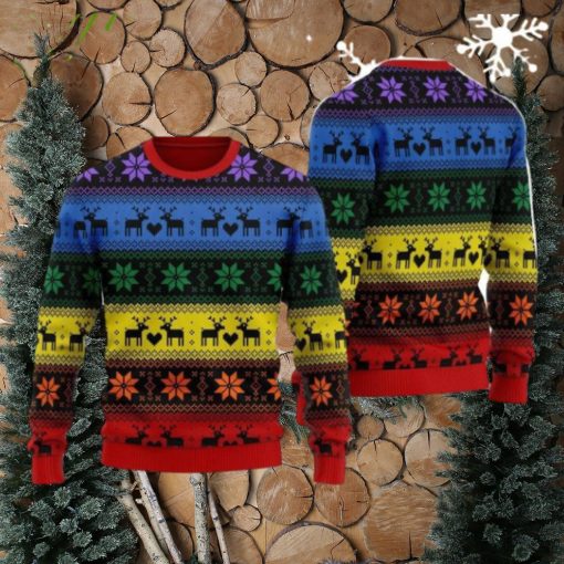 Rainbow Deer LGBT Ugly Christmas Sweater Christmas Gifts Unisex