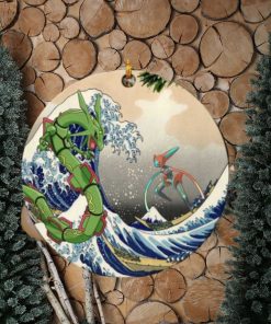 Rayquaza vs Dyoxic Pokemon The Great Wave Japan Perfect Gift For Holiday Ornament