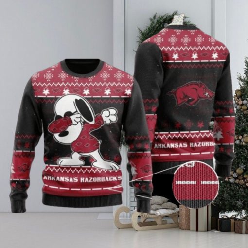 Razorbacks Snoopy Dabbing Knitted Ugly Christmas Sweater