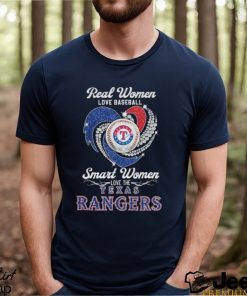 Real Women Love Baseball Smart Women Love Texas Rangers Diamond Heart 2023 Shirt