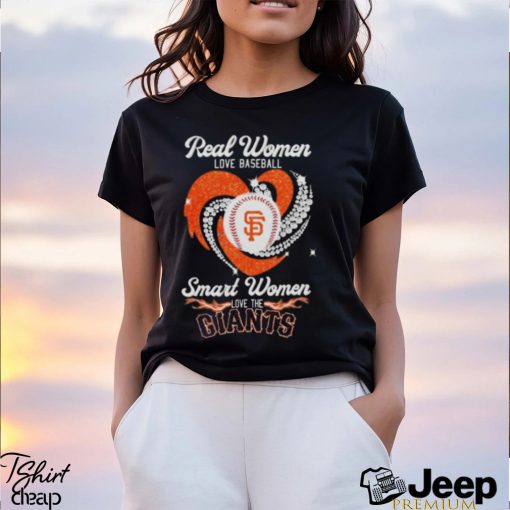 Real Women Love Baseball Smart Women Love The San Francisco Giants Diamond Heart 2023 Shirt