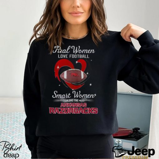 Real Women Love Football Smart Women Love The Arizona Razorbacks Diamond Heart T shirt