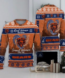 Real Women Love Football Smart Women Love The Chicago Bears Ugly Christmas Sweater Christmas Gift For Fans