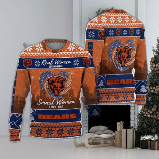 Real Women Love Football Smart Women Love The Chicago Bears Ugly Christmas Sweater Christmas Gift For Fans