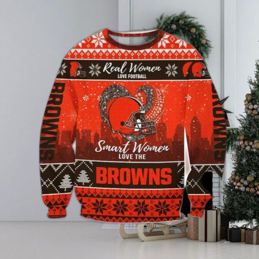 Real Women Love Football Smart Women Love The Cleveland Browns Ugly Christmas Sweater