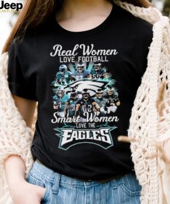 Real Women Love Football Smart Women Love The Eagles 2022 NFC Champions Signatures Shirt