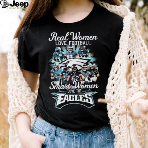 Real Women Love Football Smart Women Love The Eagles 2022 NFC Champions Signatures Shirt