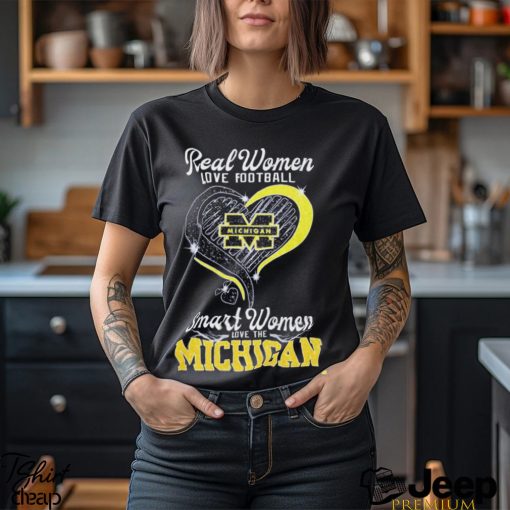 Real Women Love Football Smart Women Love The Michigan Diamond Heart T Shirt