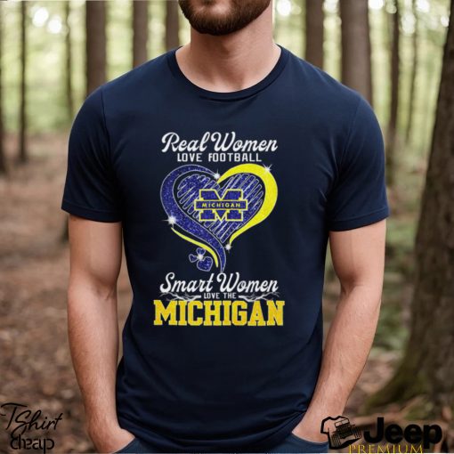 Real Women Love Football Smart Women Love The Michigan Diamond Heart shirt