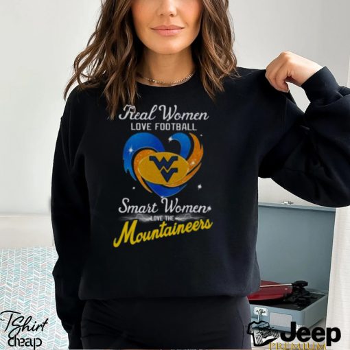 Real Women Love Football Smart Women Love The Mountaineers Diamond Heart T shirt