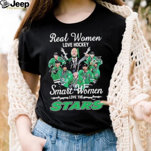 Real Women Love Hockey Smart Women Love The Dallas Stars Stanley Cup Playoff 2023 Signatures Shirt