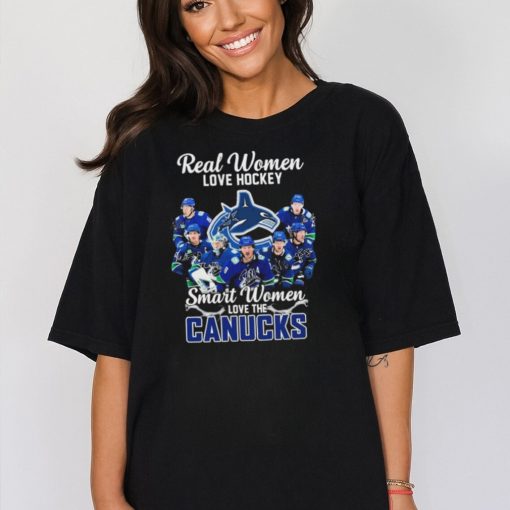 Real Women Love Hockey Smart Women Love The Vancouver Canucks 2023 Signatures Shirt