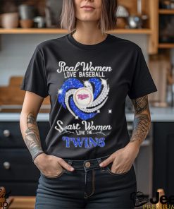 Real women love baseball smart women love the Twins heart diamond shirt