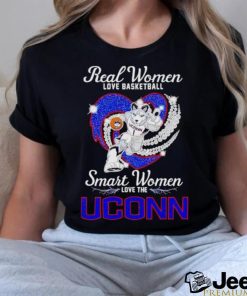 Real women love basketball smart women love the UConn mascot Jonathan the Husky shirt