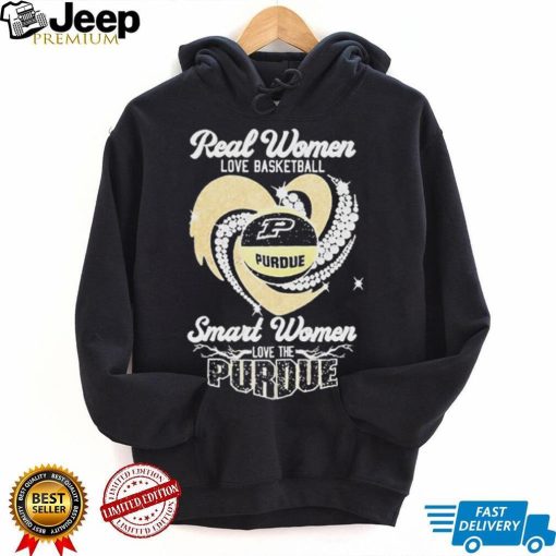 Real women love basketball smart women love the purdue boilermaker heart diamond T shirts