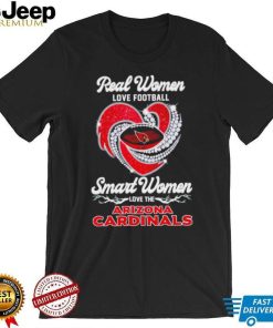 Real women love football smart women love the Arizona Cardinals football heart logo shirt