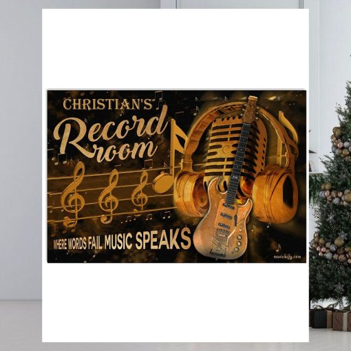 Recording Room   Where Words Fail Music Speaks   Guitar Horizontal Poster