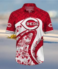 Red Aloha MLB Cincinnati Reds Hawaiian Shirt Tropical Flora Beach Vacation Gift