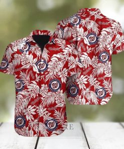 Red Aloha MLB Washington Nationals Hawaiian Shirt White Leaves Pattern Trendy Summer Gift