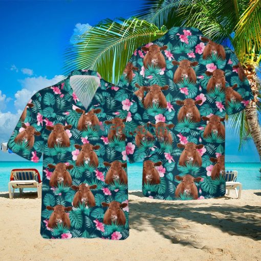 Red Angus Blue Floral Summer 3D Hawaiian Shirt