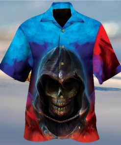 Red Blue Smoke Skull Hawaiian Shirt