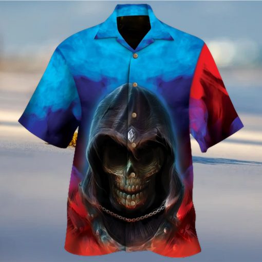 Red Blue Smoke Skull Hawaiian Shirt