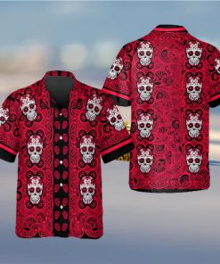 Red Pattern Color Skull Hawaiian Shirt