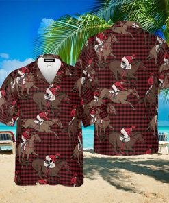 Red Plaid Amazing Horse Riding Pattern Aloha Hawaiian Shirt