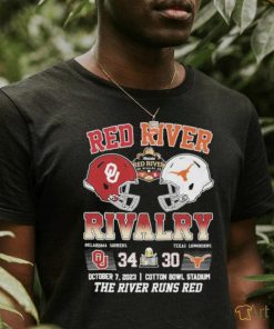 Red River Rivalry Oklahoma Sooners 34 Texas Longhorns 30 October 7 2023 Cotton Bowl Stadium The River Runs Red Shirt