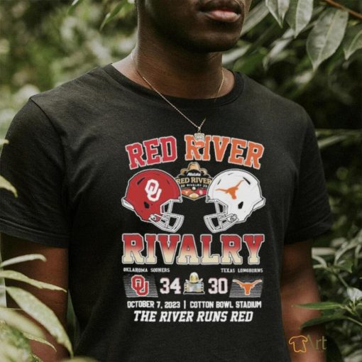 Red River Rivalry Oklahoma Sooners 34 Texas Longhorns 30 October 7 2023 Cotton Bowl Stadium The River Runs Red Shirt