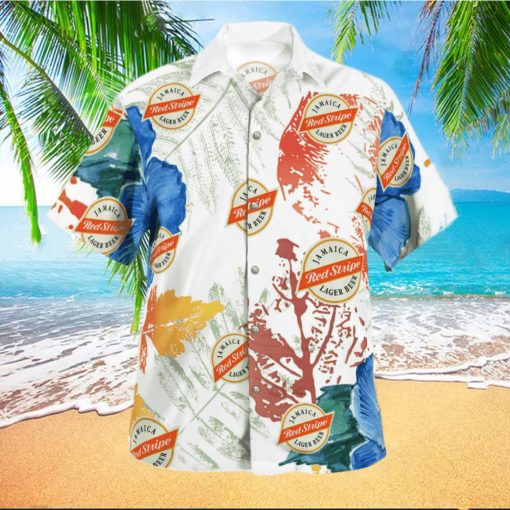 Red Stripe Beer Hawaiian Shirt Summer Gift