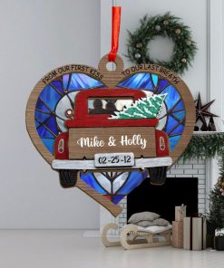 Redtruck Couple Personalized Suncatcher Ornament