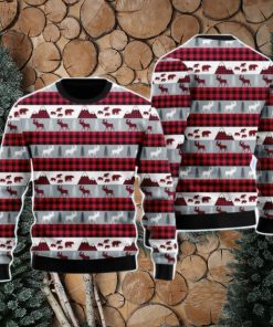 Reindeer And Beer On Buffalo Plaid Pattern Christmas Unisex Ugly Sweater