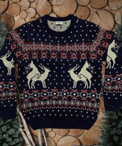 Reindeer Funny Ugly Christmas Sweater Navy