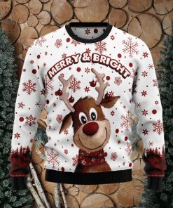 Reindeer Merry Bright Ugly Christmas Sweater Gift Men Women