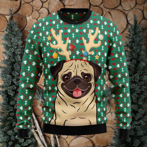 Reindeer Pug Ugly Christmas Sweater Thankgiving Gift Men Women