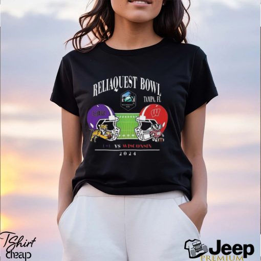 Reliaquest Bowl Lsu Vs Wisconsin Raymond James Stadium Tampa Fl College Bowl Games 2023 2024 Head To Head Helmet T shirt