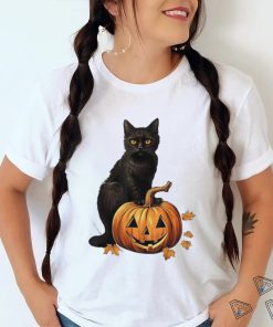 Retro Black Cat Halloween Pumpkin Shirt