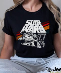 Retro Disney Star Wars Millennium Falcon Retro Rainbow Stripe T Shirt