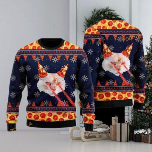 Retro Drax Pizza Cat Ugly Christmas Sweater, Family Ugly Christmas Sweater