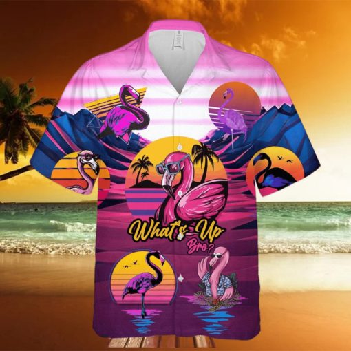 Retro Flamingo What’s Up Bro Tropical Hawaiian Shirt Summer Gift For Men And Women D0ELFsyuq