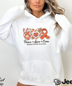 Retro Groovy Peace Love Cure Multiple Sclerosis Awareness Funny Gift T Shirt