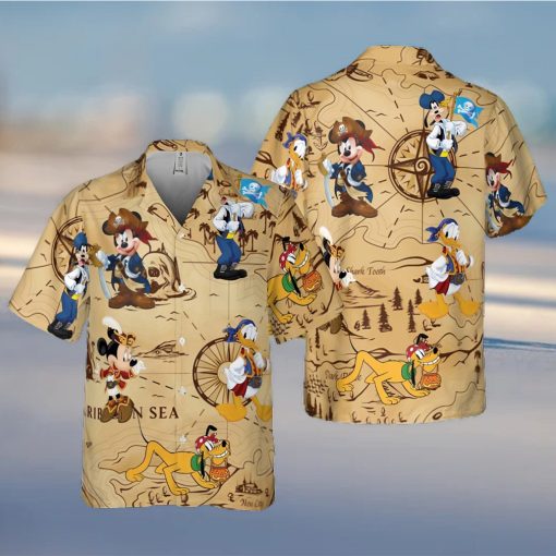 Retro Pirated Of The Caribbean Mickey And Friend Hawaiian Shirt