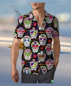 Retro Sugar Skull Halloween Unisex 3D Hawaiian Shirt Floral Gift For Men And Women Holiday