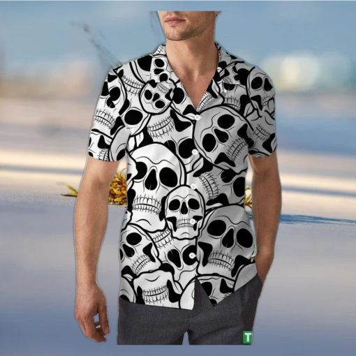 Retro Sugar Skull Halloween Unisex 3D Hawaiian Shirt Hula Gift For Men And Women Holiday