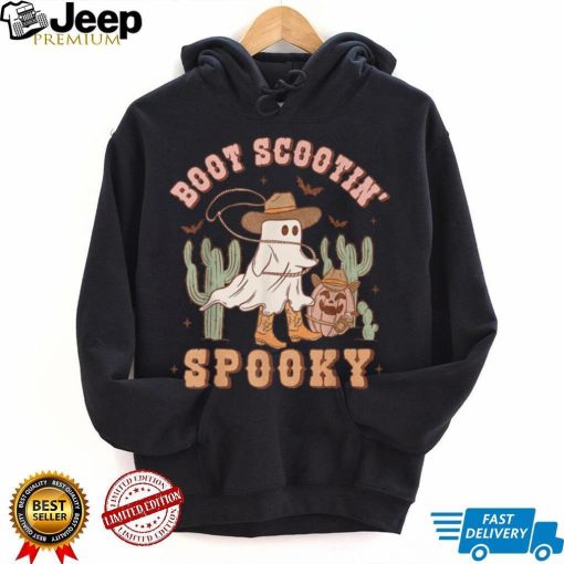 Retro Western Halloween Cowboy Ghost Boot Scootin Spooky T Shirt