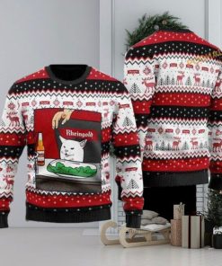 Rheingold Beer Cat Meme Ugly Christmas 3D Sweater, Friends Christmas Sweater