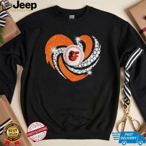 Rhinestone heart Baltimore Orioles baseball shirt