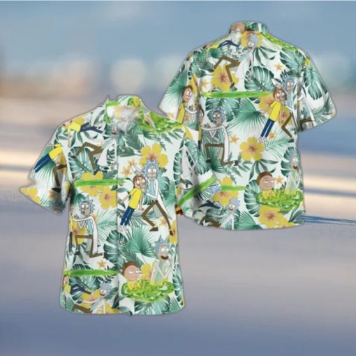 Rick And Morty Hawaiian Shirt Palm Leaves Pattern Best Beach Gift